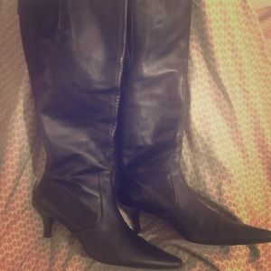 J. Crew extra-wide calf tall black leather boots!